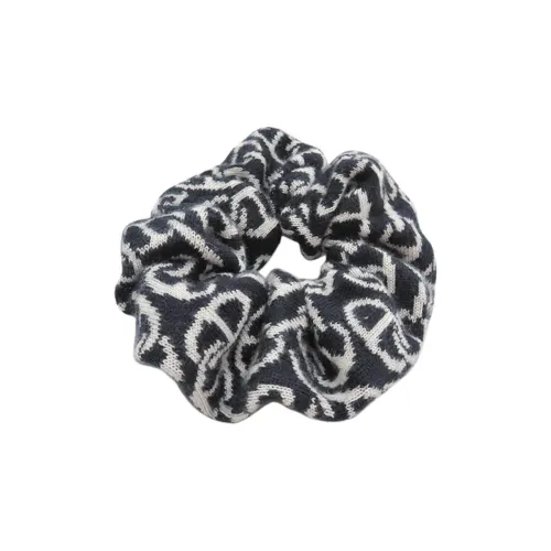 HERMES Cashmere Knitted Fabric Silk Hair Tie Women's Black