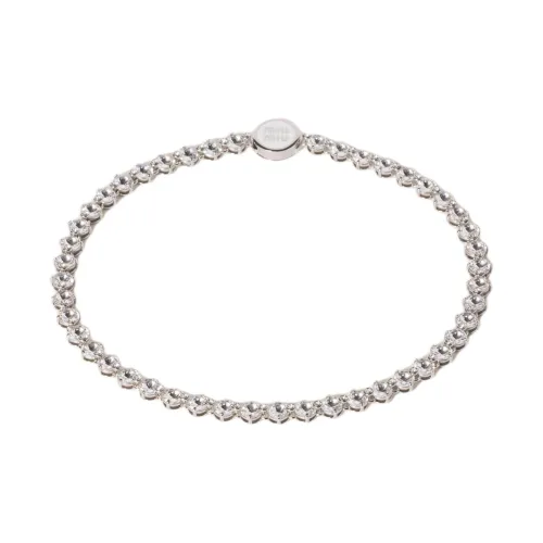 MIU MIU Crystal Metal Brass Necklaces Unisex White