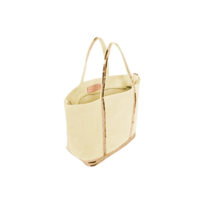 Vanessa Bruno Linen Tote Bag, Shopping Bag, Crossbody Bag, One Shoulder Handbag Small Size Women's Yellow-1