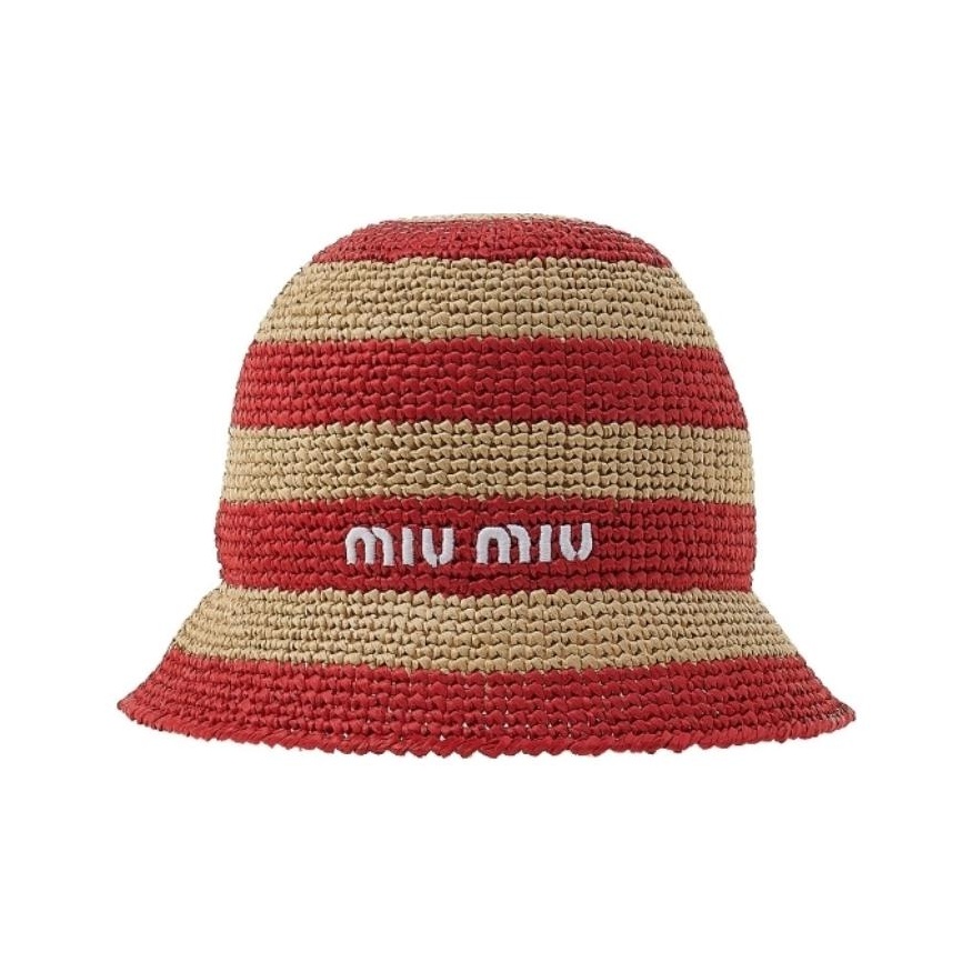 ミュウミュウ正規品/関税送料込み Raffia Bucket Hat MiuMiu(ミュウミュウ) 帽子・その他(レディース) - 海外通販のBUYMA