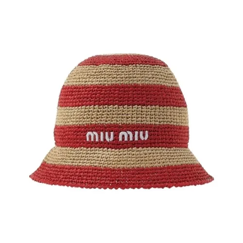 MIU MIU Viscose Raffia Hats & Caps Unisex Red