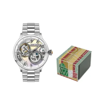 JOHN DANDY Wrist Watch Automatic Mechanical Movement Stainless Steel Watchband Cut-Out Dial Men's Watches JD.3970M/01M