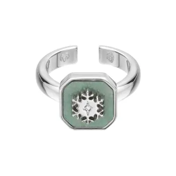 BABAMA White Gold Plated Copper Ring Open Ring Unisex