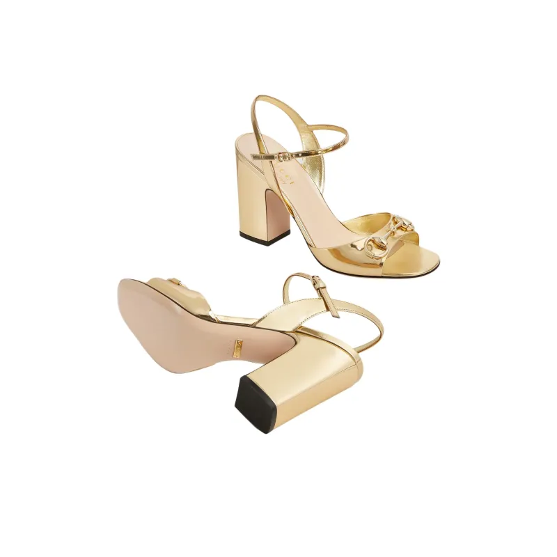 GUCCI Horsebit One Strap Sandals 9.4cm Women's Gold-5