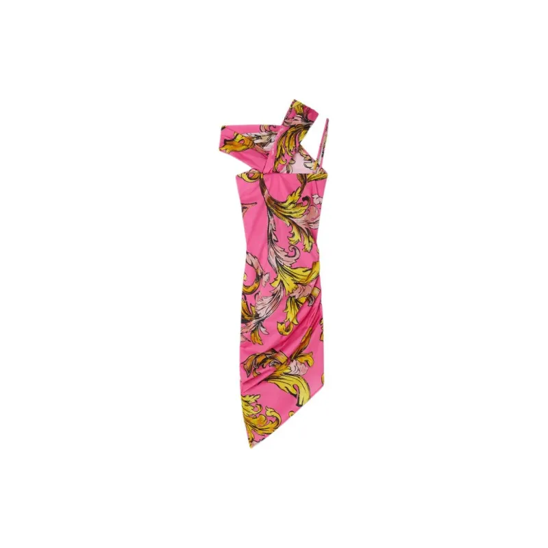 VERSACE Baroque Printed Draped Dress-1