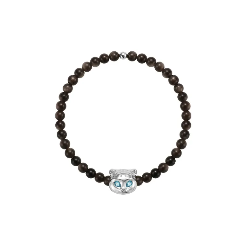 BABAMA Obsidian Beaded Bracelet, Cute Tiger Unisex-0