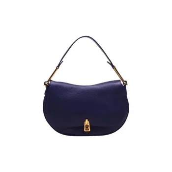 COCCINELLE Magie Grained Leather Shoulder Bag Crossbody Bag Handbag Medium Size Women's Blue
