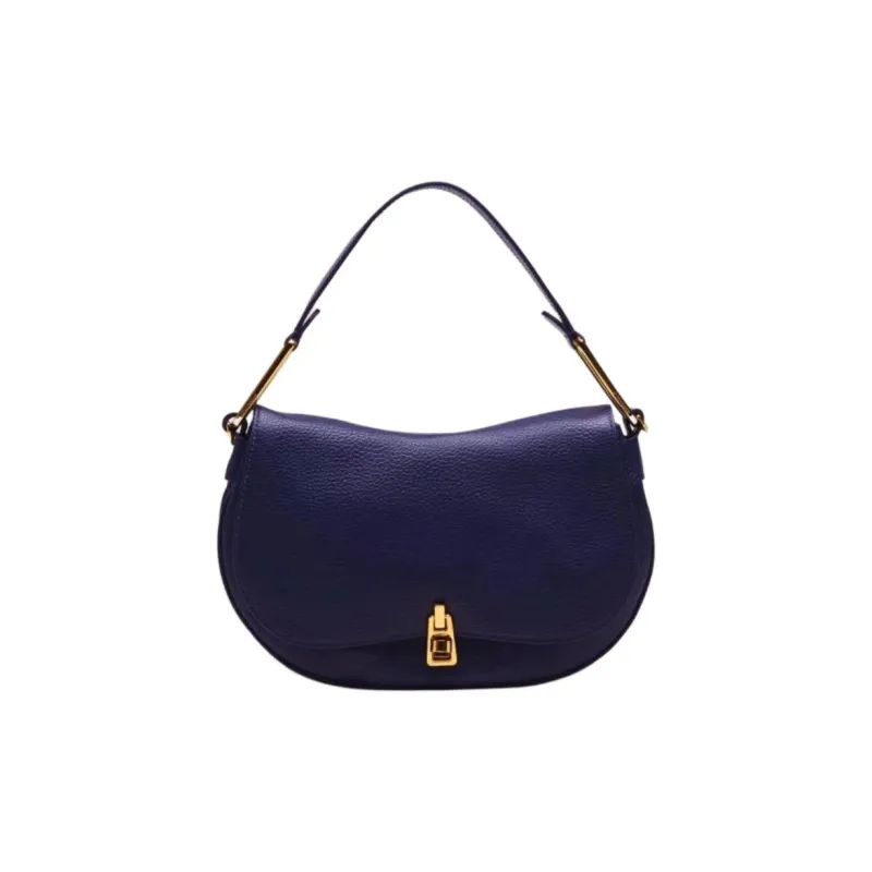 COCCINELLE Magie Grained Leather Shoulder Bag Crossbody Bag Handbag Medium Size Women's Blue-0