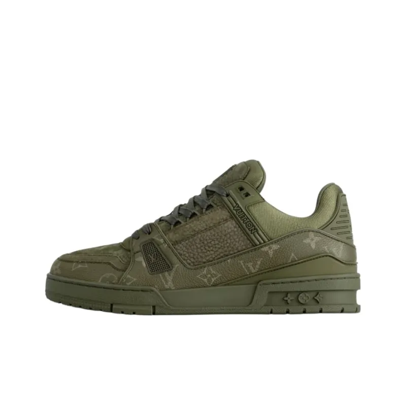 LOUIS VUITTON Trainer Low-Top Skateboard Shoes Unisex Green-0