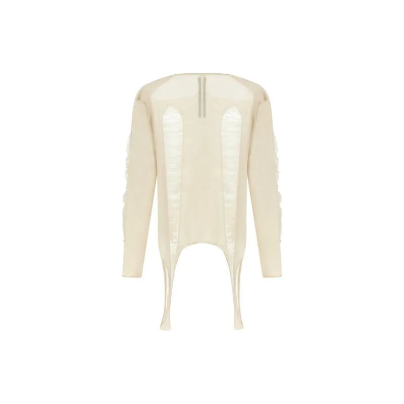 RICK OWENS Long Sleeved Distressed Knitted Top-1