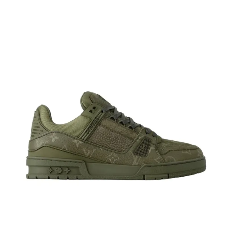 LOUIS VUITTON Trainer Low-Top Skateboard Shoes Unisex Green-1
