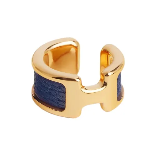 HERMES Goatskin Clip-On Earrings Unisex Blue
