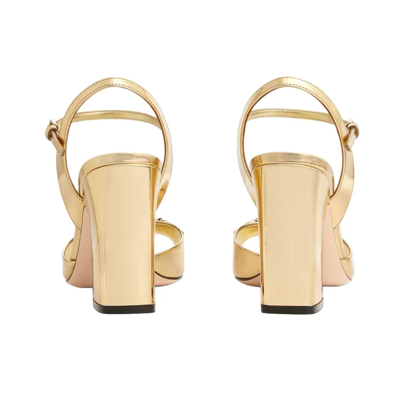 GUCCI Horsebit One Strap Sandals 9.4cm Women's Gold-4