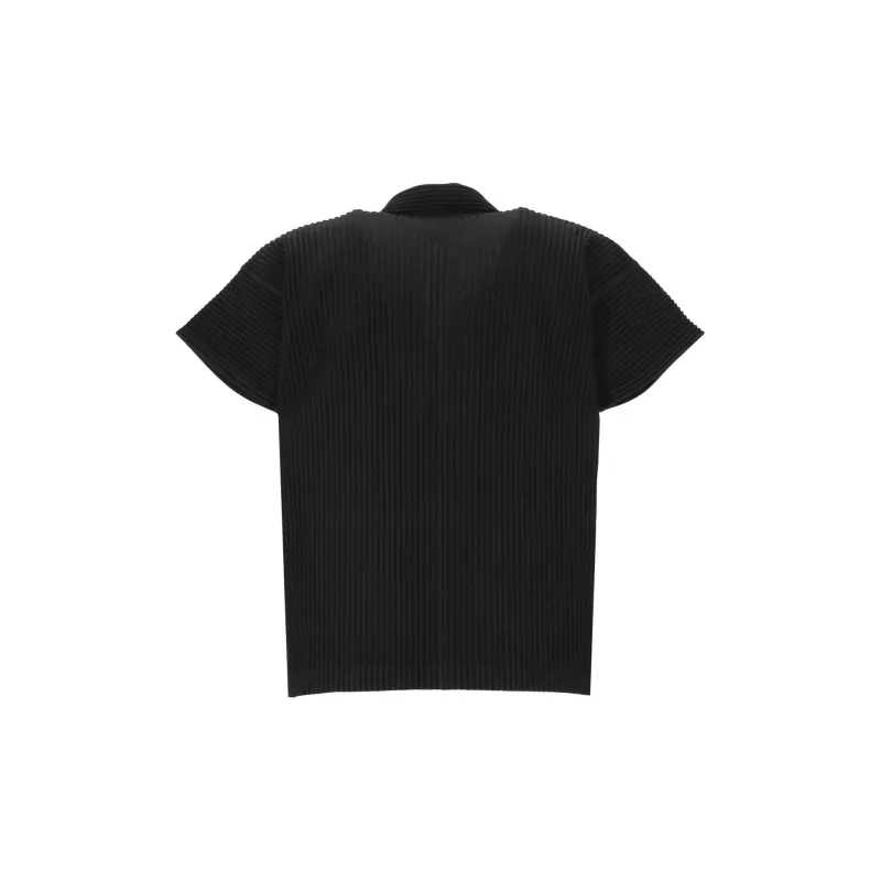 Homme Plissé Issey Miyake Pleated Split Neck Polo Shirt-1
