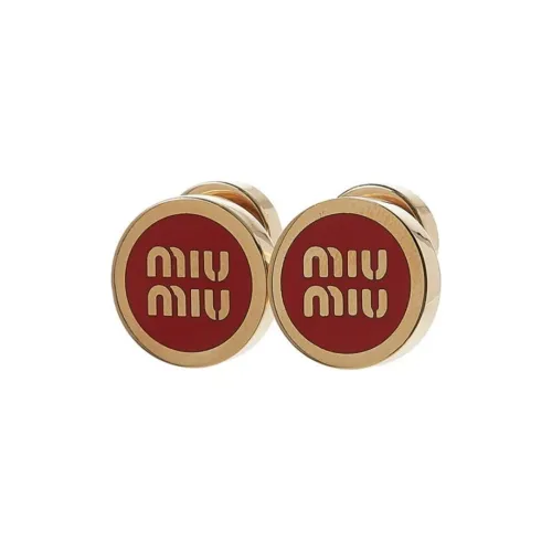 MIU MIU Enamel Metal Earrings Women's Red