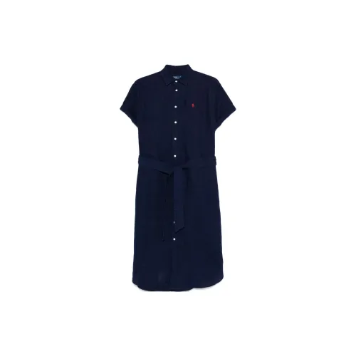 Polo Ralph Lauren Logo Embroidered Oxford Midi Shirt Dress
