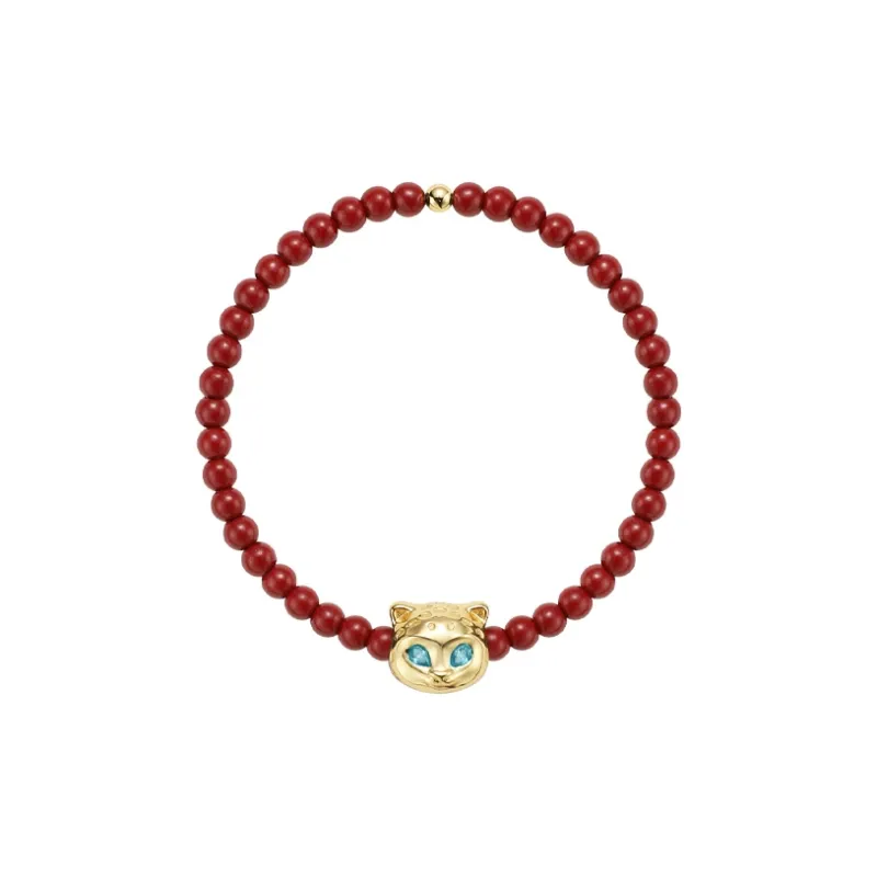 BABAMA Cinnabar Beaded Bracelet Cute Tiger Unisex-0