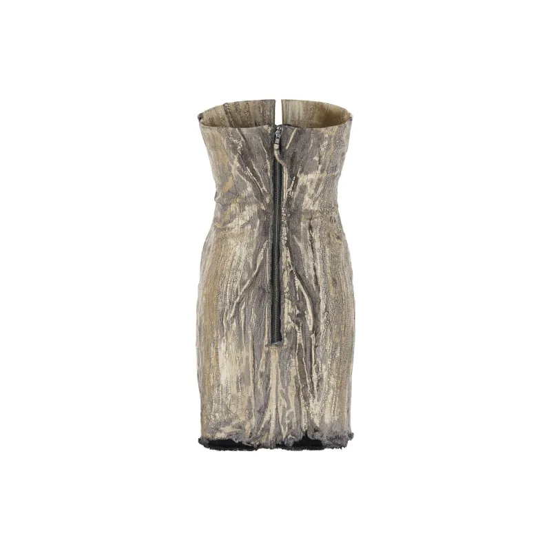 RICK OWENS Metallic Distressed Dress-1