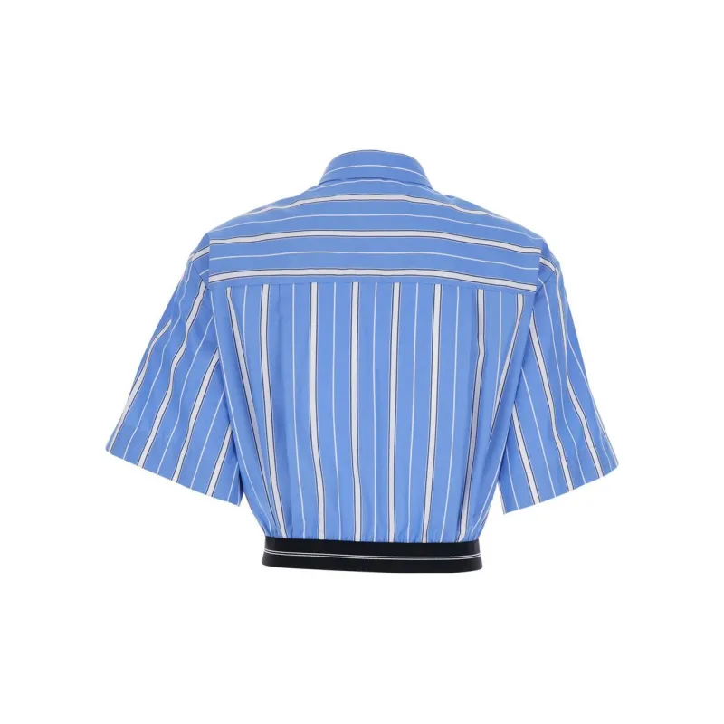 MSGM Striped Cropped Shirt-1