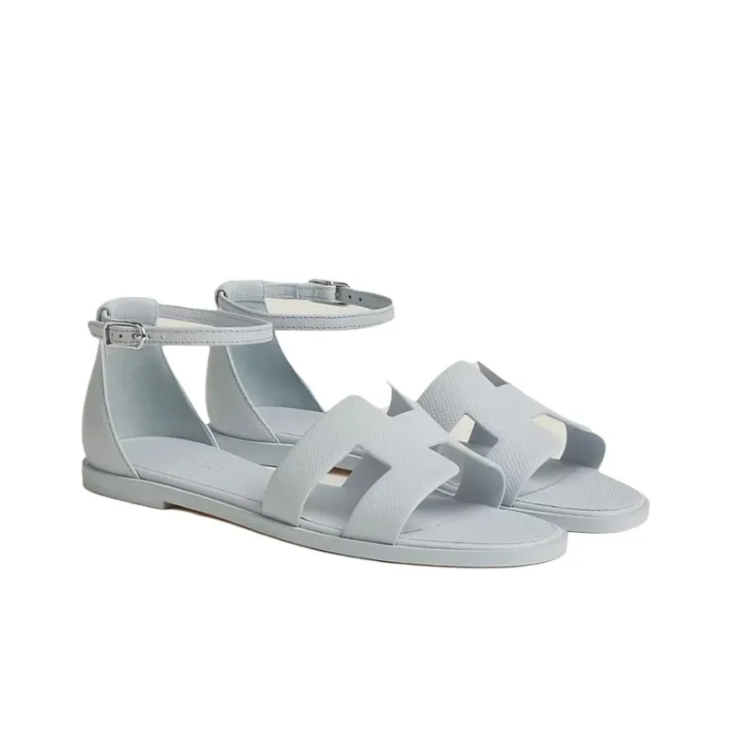 HERMES Santorini One Strap Sandals Women's Blue-3