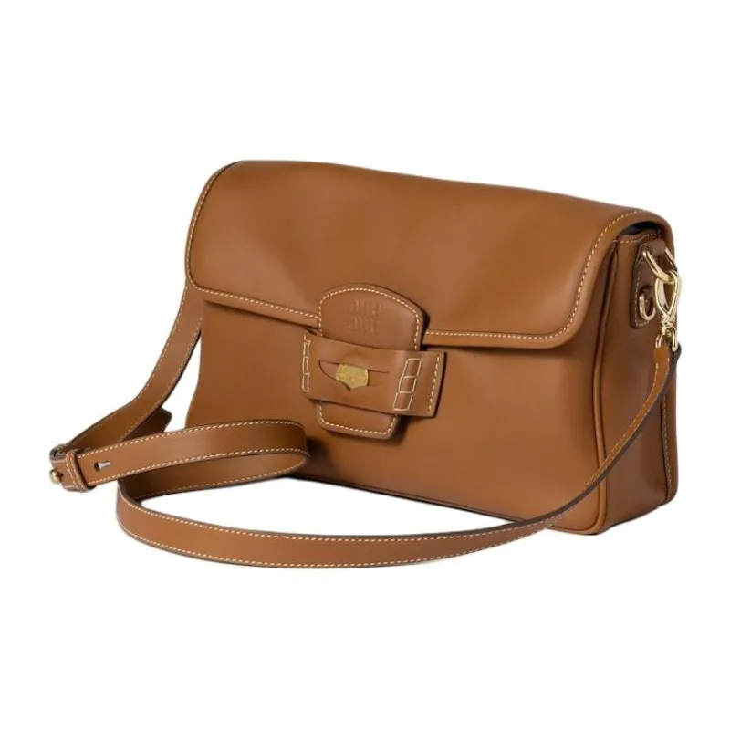 MIU MIU Penny Calfskin Crossbody Bag, Shoulder Bag Women's Brandy-1