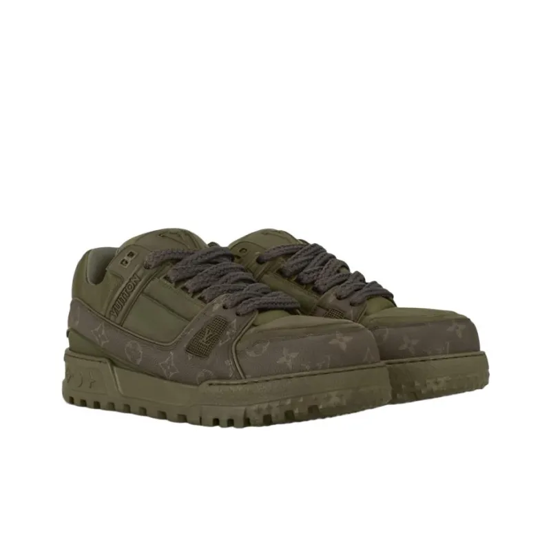 LOUIS VUITTON Low-Top Skateboard Shoes Men's Army Green-2