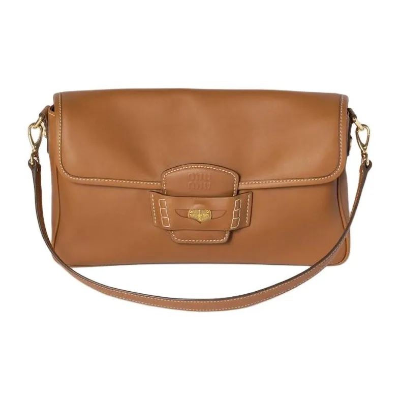 MIU MIU Penny Calfskin Crossbody Bag, Shoulder Bag Women's Brandy-0