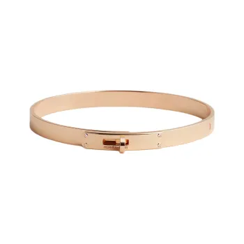 HERMES Diamond Bangles Unisex Rose Gold