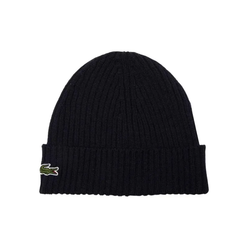 LACOSTE Knitted Fabric, Wool Beanies Unisex Black-0