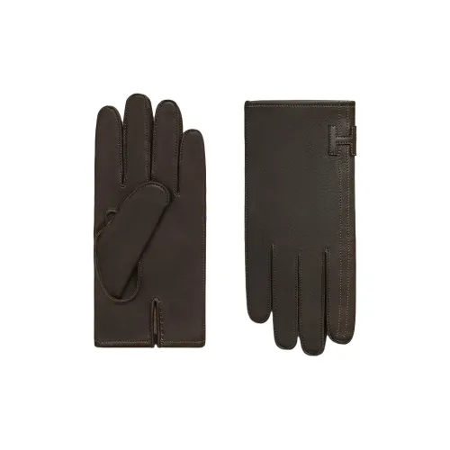 HERMES Lambskin Gloves Men's Mocha