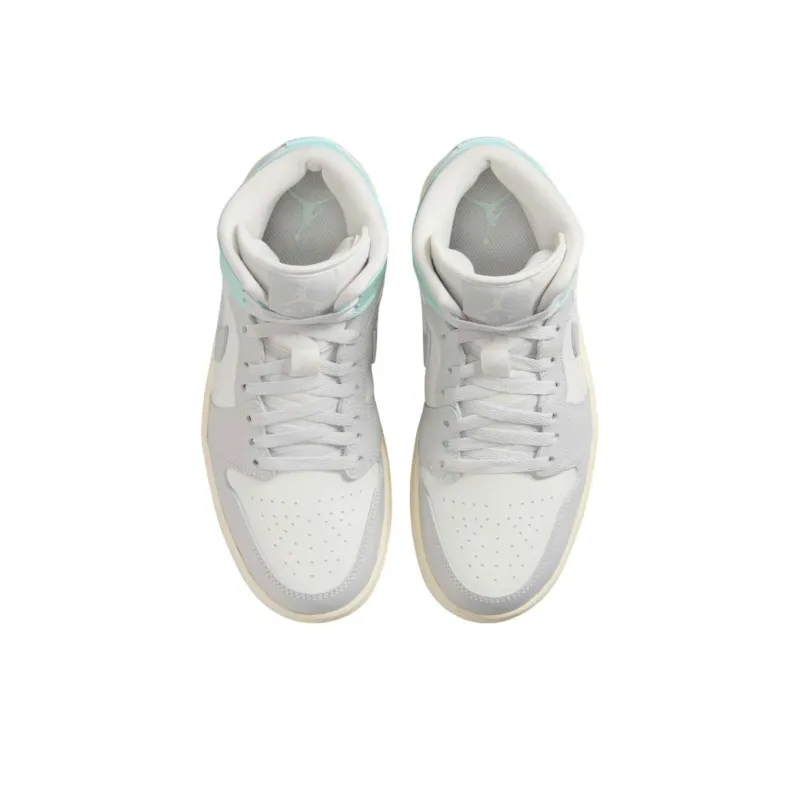 Jordan Air Jordan 1 Cushioning Wear-Resistant Mid-Top Vintage Basketball Shoes Women's Gray Green-3