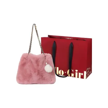 GOX Faux Fur Crossbody Bag, Shoulder Bag Regular Women's White/Gray/Black/Khaki/Pink