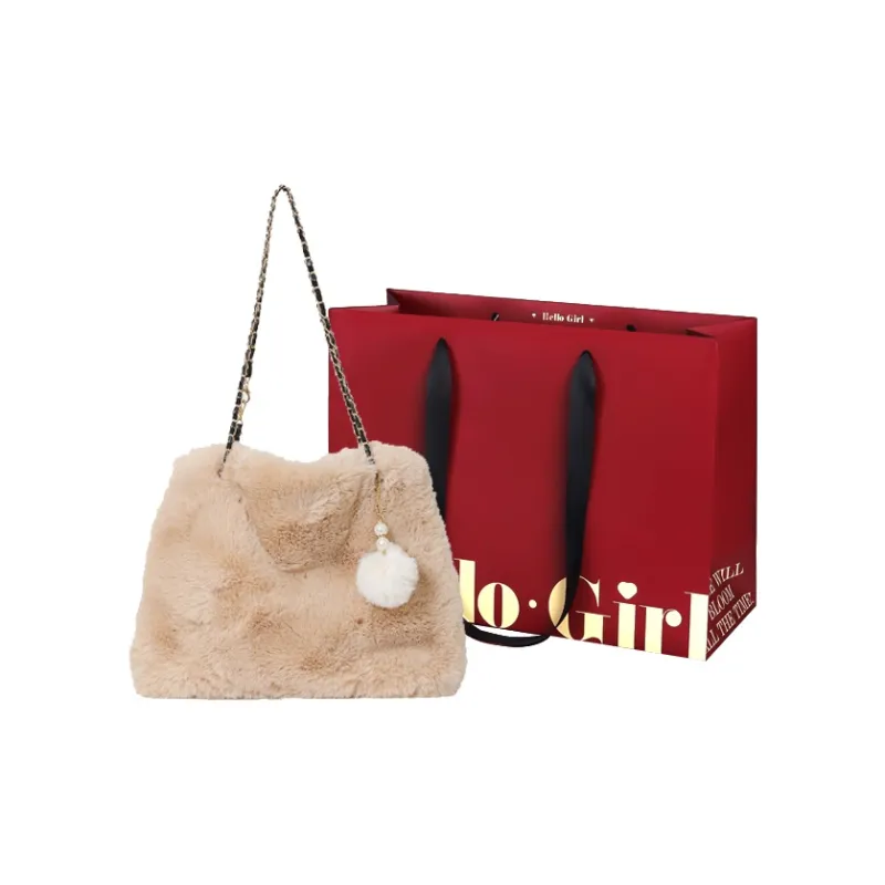 GOX Faux Fur Crossbody Bag, Shoulder Bag Regular Women's White/Gray/Black/Khaki/Pink-12