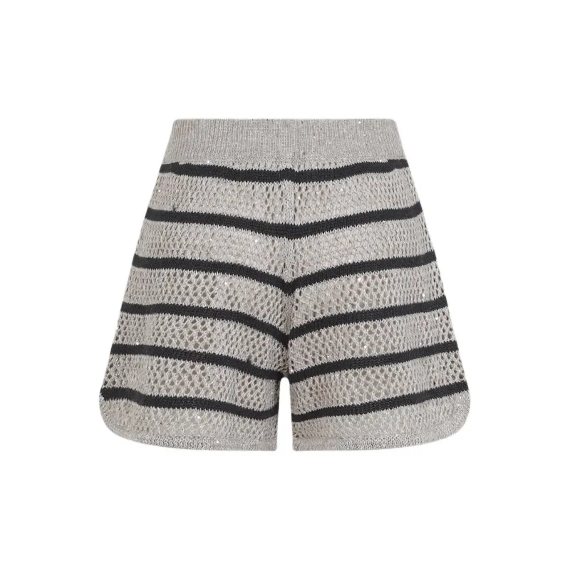 Brunello Cucinelli Striped Knitted Shorts-1