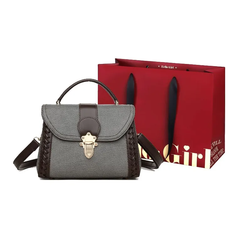 GOX PU Handbag, Shoulder Bag, Crossbody Bag Regular Women's Gray/Blue Brown-0