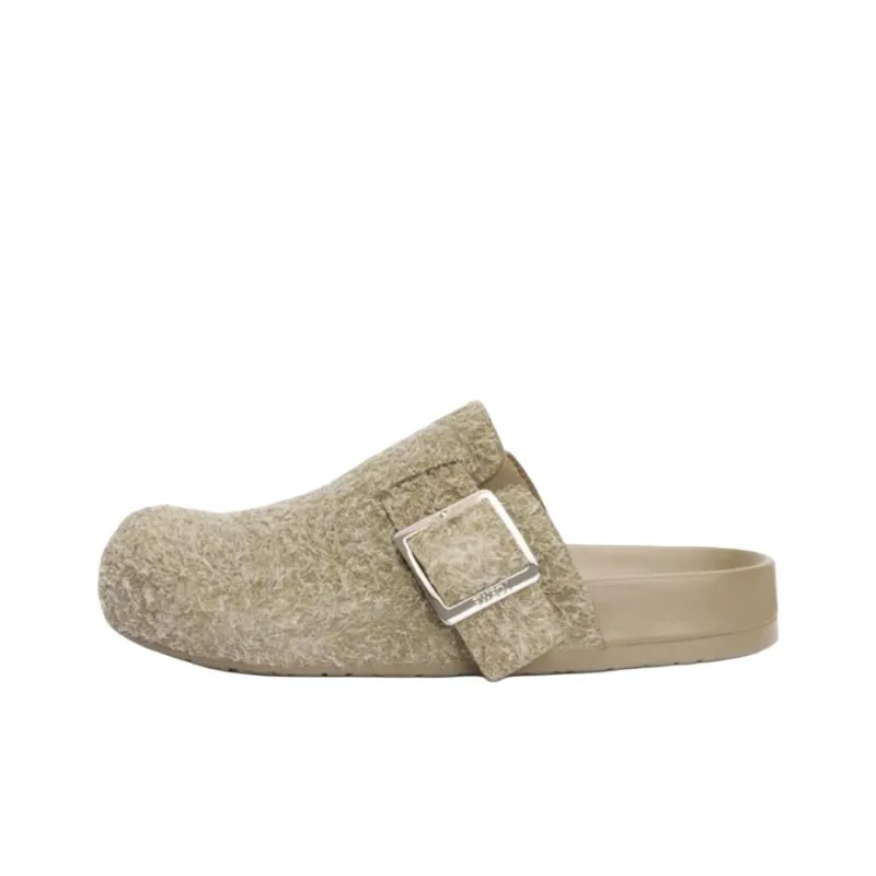 LOEWE Ease Buckle Rubber Sole Odor Resistant Closed Toe Slippers Women's Khaki Green-0