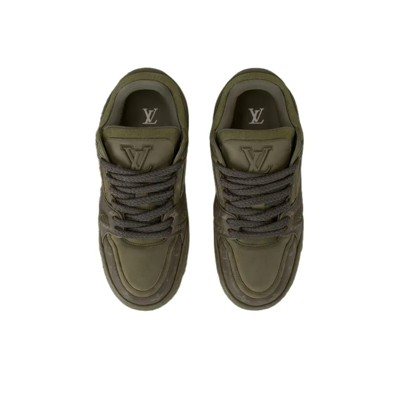 LOUIS VUITTON Low-Top Skateboard Shoes Men's Army Green-3