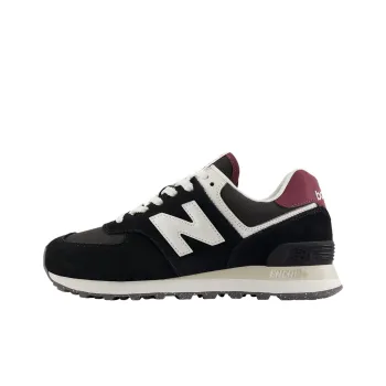 New Balance 574 Black White Burgundy Women's