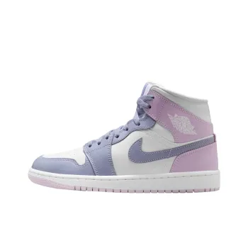 Jordan Air Jordan 1 Anti Slip Wear Resistant Mid Top Vintage Basketball Shoes Women's Pink Blue