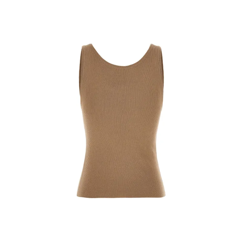 MOSCHINO Logo Plaque Ribbed Knit Tank Top-1