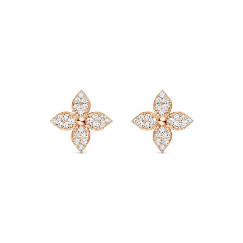 LOUIS VUITTON Diamond Stud Earrings Women's Rose Gold