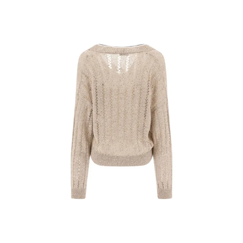 Brunello Cucinelli Dazzling Ribbed Net Cardigan-1