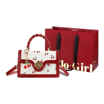 GOX PU Shoulder Bag, Crossbody Bag, Handbag Women's Ecru/Black/Red