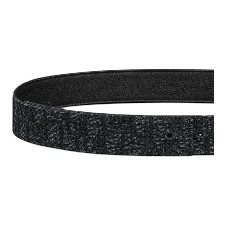 DIOR Cow Leather Cotton Acrylic Polyester Leather Belts Unisex Black 3.5CM-2