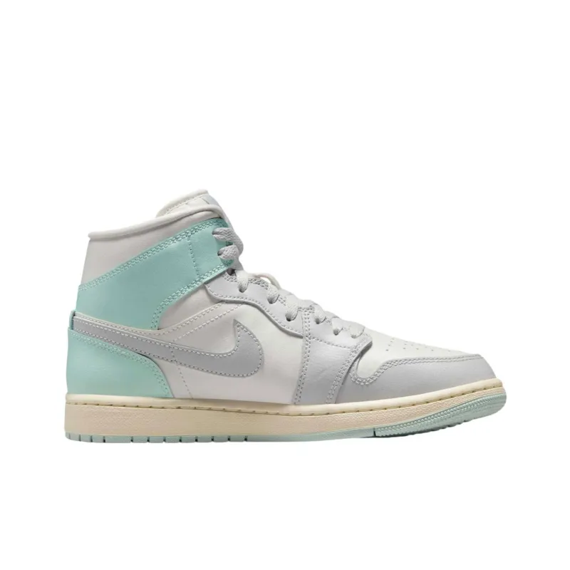 Jordan Air Jordan 1 Cushioning Wear-Resistant Mid-Top Vintage Basketball Shoes Women's Gray Green-1
