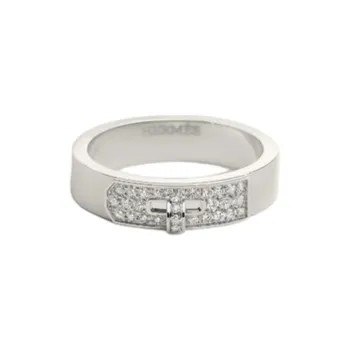 HERMES White Gold, Diamond Rings Unisex Silver