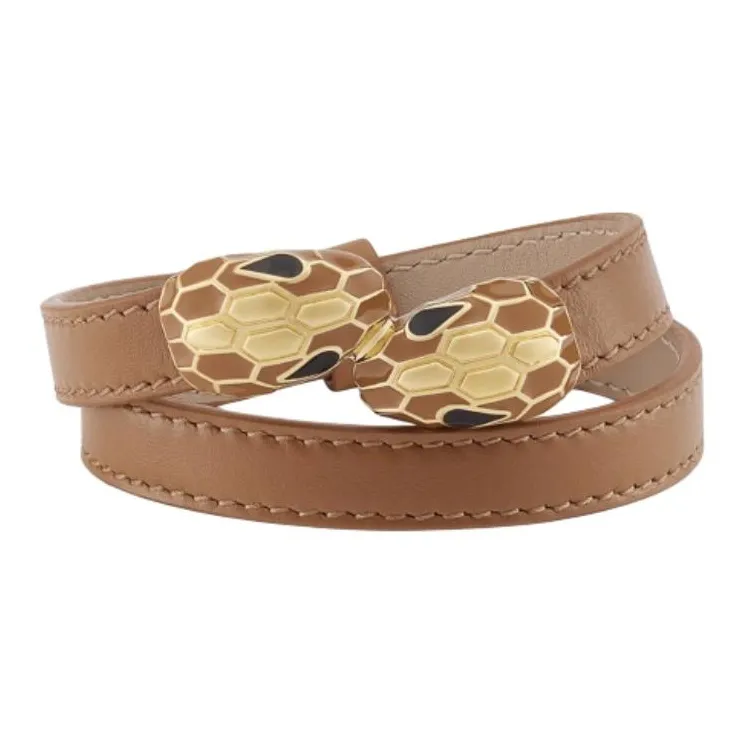 BVLGARI Calfskin Wristbands Unisex Brown-0