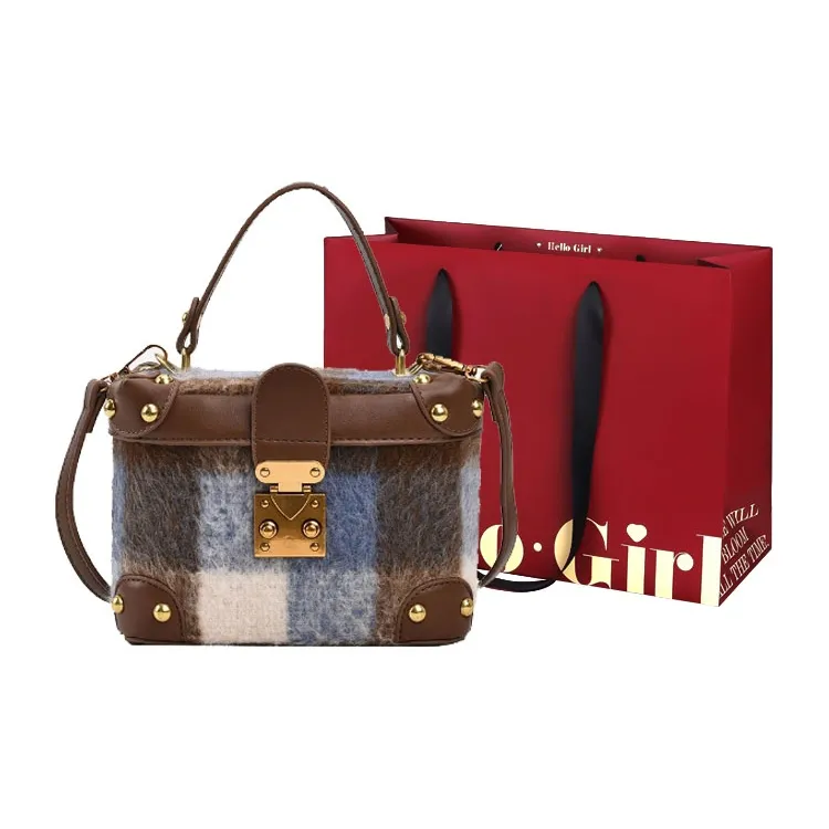 GOX PU Shoulder Bag, Crossbody Bag, Handbag Women's Blue/Brown-0