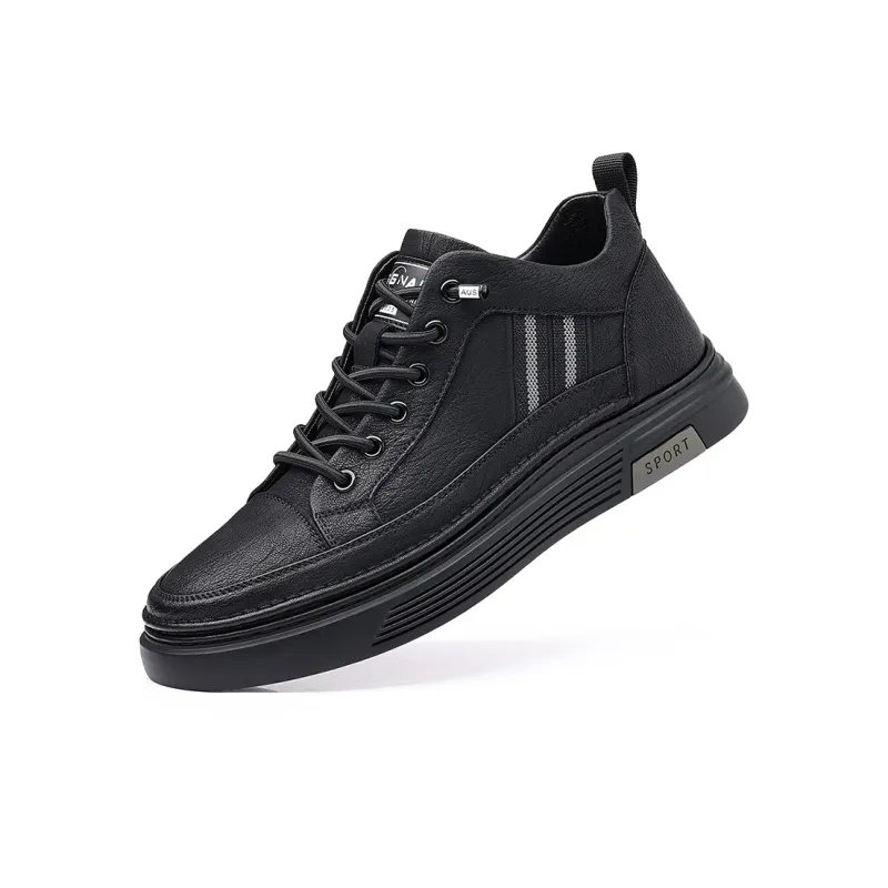 POPULAR ROUSE PR Mid Top Skateboard Shoes Men's Black-2