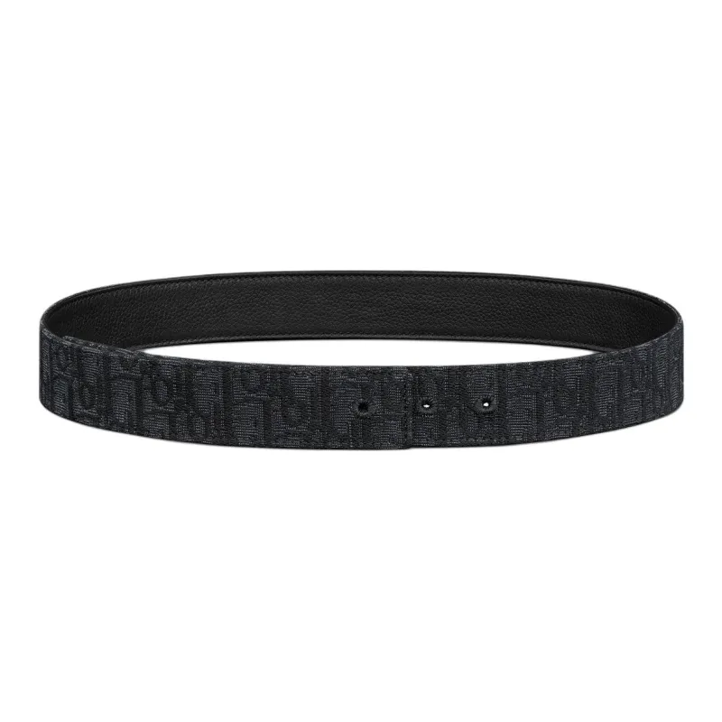 DIOR Cow Leather Cotton Acrylic Polyester Leather Belts Unisex Black 3.5CM-1